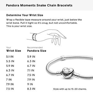 PANDORA Jewelry Moments Heart Clasp Snake Chain Charm Sterling Silver Bracelet, 7.5"