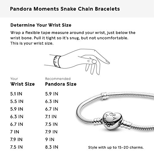 PANDORA Jewelry Moments Heart Clasp Snake Chain Charm Sterling Silver Bracelet, 7.5"