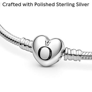 PANDORA Jewelry Moments Heart Clasp Snake Chain Charm Sterling Silver Bracelet, 7.5"