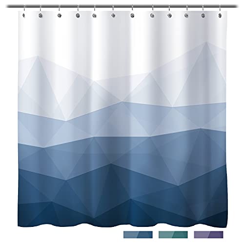 Sunlit Designer Popular Shower Curtain, Ombre Blue Fabric Contemporary Shower Curtains for Bathroom Décor