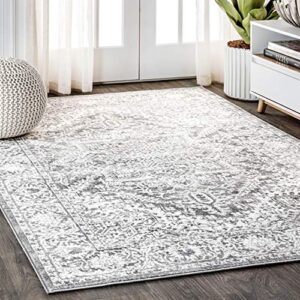 jonathan y mdp100a-8 modern persian vintage medallion indoor area -rug country floral easy -cleaning bedroom kitchen living room, 8 x 10, light grey