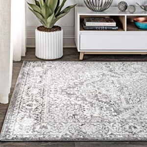 JONATHAN Y MDP100A-8 Modern Persian Vintage Medallion Indoor Area -Rug Country Floral Easy -Cleaning Bedroom Kitchen Living Room, 8 X 10, Light Grey