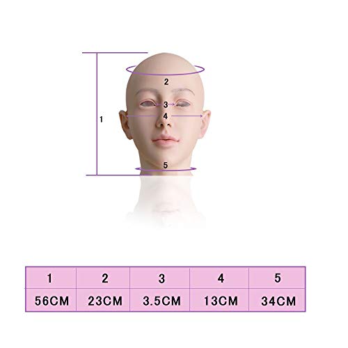 Minaky Soft Silicone Realistic Female Head Mask Hand-made Face for Crossdresser Transgender Costumes Disguise 3G