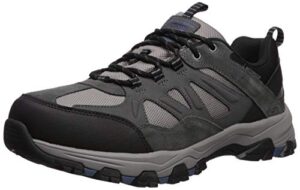skechers men's selmen-enago trail oxford hiking shoe, grey, 9.5 extra wide us