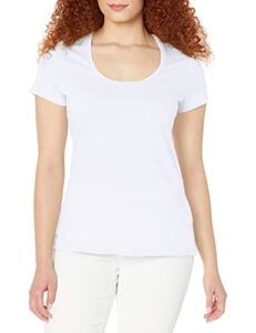nautica women's easy comfort scoop neck supersoft 100% cotton solid t-shirt, bright white, large