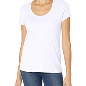 Nautica Women's Easy Comfort Scoop Neck Supersoft 100% Cotton Solid T-Shirt, Bright White, Large