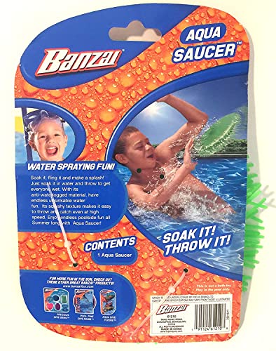 Banzai Green Aqua Saucer Pool Toy 5" Disk (Soak It and Throw It)