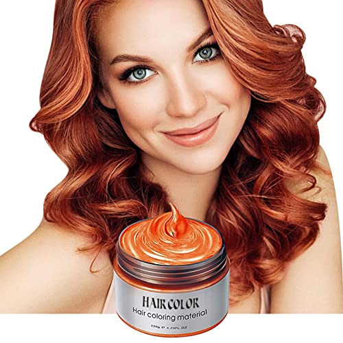 Temporary Hair Color Wax Dye 4.23 oz-Instant Hairstyle Cream Hair Pomades Hairstyle Wax for Party Cosplay Easy Cleaning (Orange)