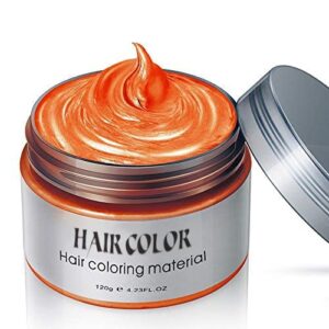 Temporary Hair Color Wax Dye 4.23 oz-Instant Hairstyle Cream Hair Pomades Hairstyle Wax for Party Cosplay Easy Cleaning (Orange)