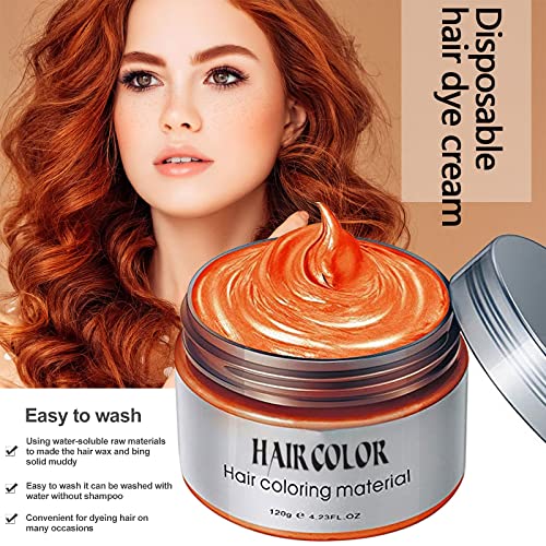 Temporary Hair Color Wax Dye 4.23 oz-Instant Hairstyle Cream Hair Pomades Hairstyle Wax for Party Cosplay Easy Cleaning (Orange)