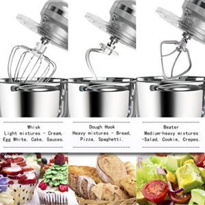 Aucma Stand Mixer,6.5-QT 660W 6-Speed Tilt-Head Food Mixer, Kitchen Electric Mixer with Dough Hook, Wire Whip & Beater (6.5QT, Silver)