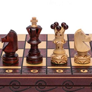 husaria european international wooden chess game set - ambassador - 21.7 inches - large-size chess set with handcrafted chessmen and felted folding board