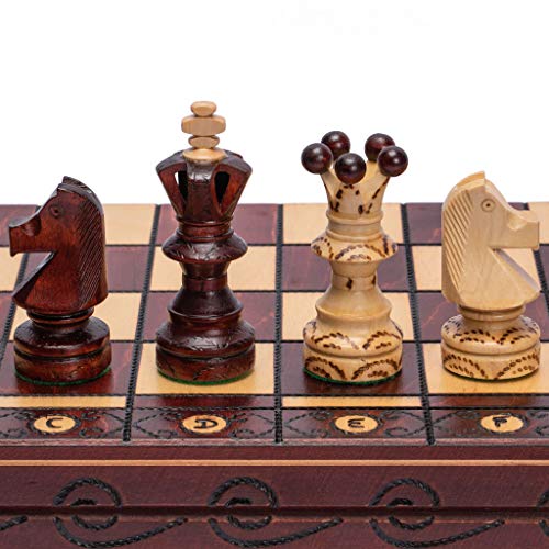 Husaria European International Wooden Chess Game Set - Ambassador - 21.7 Inches - Large-Size Chess Set with Handcrafted Chessmen and Felted Folding Board