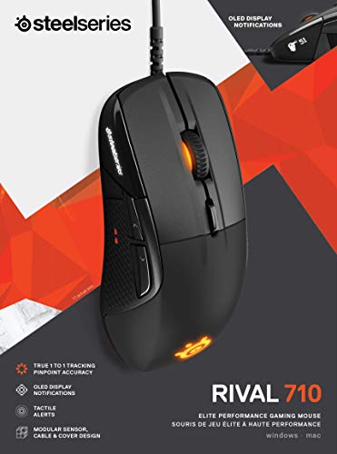 SteelSeries Rival 710 Gaming Mouse - 16,000 CPI TrueMove3 Optical Sensor - OLED Display - Tactile Alerts - RGB Lighting (Renewed)