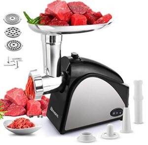 homdox electric meat grinder 2000w with 3 grinding plates, food grinder with sausage & kubbe kit, meat mincer food grade material etl approved for home use &commercial