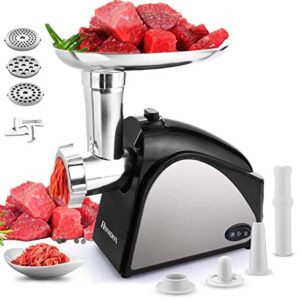 Homdox Electric Meat Grinder 2000W with 3 Grinding Plates, Food Grinder with Sausage & Kubbe Kit, Meat Mincer Food Grade Material ETL Approved for Home Use &Commercial