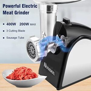 Homdox Electric Meat Grinder 2000W with 3 Grinding Plates, Food Grinder with Sausage & Kubbe Kit, Meat Mincer Food Grade Material ETL Approved for Home Use &Commercial