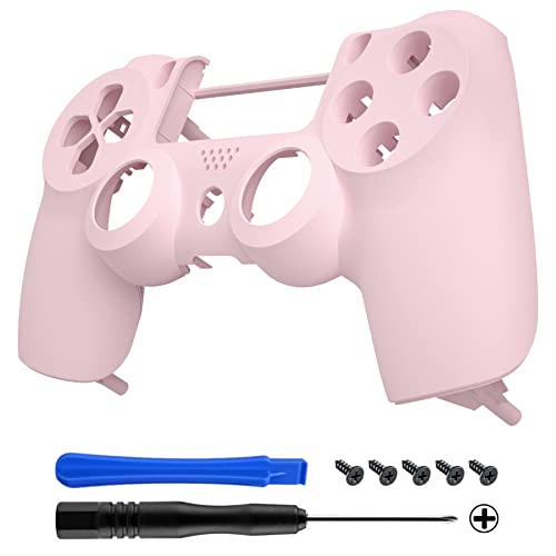 eXtremeRate Cherry Blossoms Pink Soft Touch Replacement Front Housing Shell Cover Compatible with ps4 Slim Pro Controller CUH-ZCT2 JDM-040/050/055 - Controller NOT Included