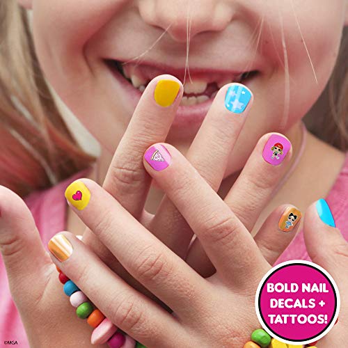 Horizon Group USA L.O.L. Surprise Color Change Nail Art, Includes 2 Sets of Adhesive Nails,3 Nail Polishes,1 Nail Decal Sheet,Water Transfer Tattoo Sheet,Nail Gems,Toe Separators + Instructions