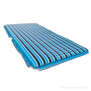 Aqua Supersized  Floating Water Mat – Heavy Duty Floating Island Pad with Expandable Zippers – Navy/White Stripe