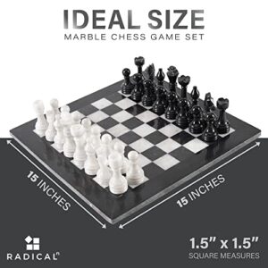 RADICALn 15 Inches Handmade Marble Black and White Weighted Full Chess Game Set with Storage Box Chess Sets for Adults