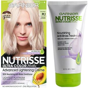 garnier nutrisse ultra color hair color and anti-brass treatment, pl1 ultra pure platinum, pack of 2