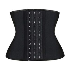 atbuty short torso waist trainers cincher corset underbust body shaper latex sport girdle (black (9'' short torso, 9 steel bones), xs)
