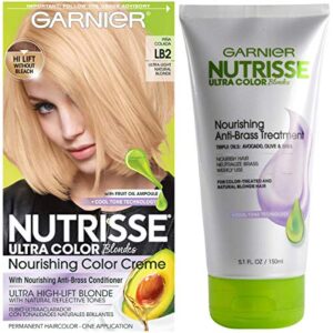 garnier nutrisse ultra color hair color and anti-brass treatment, lb2 ultra light natural blonde, 2 count