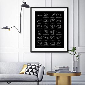 F1 Race Track Poster intended for Formula 1 Racing Fans for 2023 Circuits Gift Print Wall Art Handmade Decor: Portrait Black, 8x10" Satin Print (Unframed)