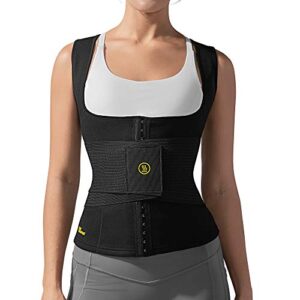 hot shapers cami hot waist cincher with waist trainer and shaper for women – workout sweat vest – sauna suit for slimming weight loss workouts – an hourglass stomach compression girdle (black, 2xl)