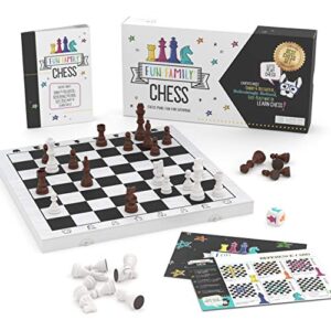 fun family chess set for kids & adults - wooden board game for learning chess