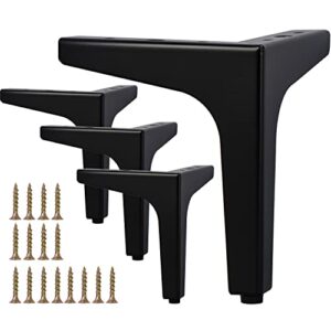 la vane 4 inch metal furniture legs, set of 4 modern iron diamond triangle furniture feet diy replacement black for cabinet cupboard sofa couch chair ottoman
