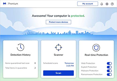 Malwarebytes 4.5 Latest Version 2022 Antivirus Software | Amazon Exclusive | 18 Months, 2 Devices (PC, Mac, Android) [software_key_card]