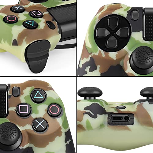 TNP For PS4 / Slim / Pro Controller Skin Grip Cover Case Set - Protective Soft Silicone Gel Rubber Shell & Anti-slip Thumb Stick Caps for Sony PlayStation 4 Controller Gaming Gamepad (Camo Brown)