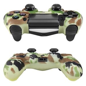 TNP For PS4 / Slim / Pro Controller Skin Grip Cover Case Set - Protective Soft Silicone Gel Rubber Shell & Anti-slip Thumb Stick Caps for Sony PlayStation 4 Controller Gaming Gamepad (Camo Brown)