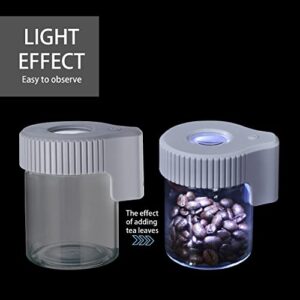 Honeypuff Magnifying Jar with Light, Light-Up LED Transparent Glass Air Tight Storage Jars Magnifying Viewing Jar (Gray)