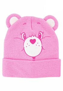adult care bears cheer bear knit hat pink