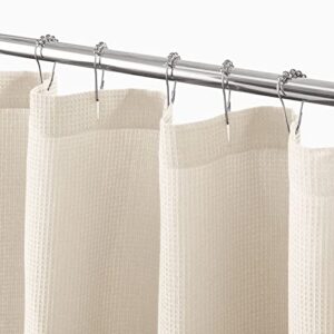 mdesign cotton waffle knit shower curtain - hotel style shower curtain - luxury, spa quality waffle weave fabric cotton shower curtains for bathroom - bath and shower curtains - 72" x 72", cream/beige