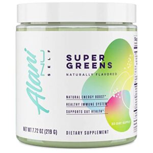 alani nu super greens powder, premium superfood and organic veggie whole foods supplement, immune support, 30 servings, malic acid, stevia leaf extract, citric acid, natural flavors