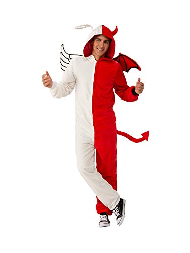 Rubie's unisex adult Comfy Wear One-piece Hooded Jumpsuit Sized Costumes, Angel/Devil, Small Medium US