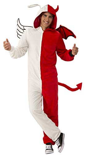 Rubie's unisex adult Comfy Wear One-piece Hooded Jumpsuit Sized Costumes, Angel/Devil, Small Medium US