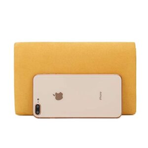 CHARMING TAILOR Faux Suede Clutch Bag Elegant Metal Binding Evening Purse for Wedding/Prom/Black-Tie Events (Mustard)