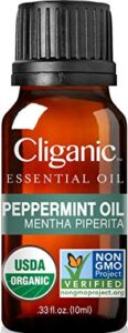 cliganic usda organic peppermint essential oil, 100% pure natural undiluted, for aromatherapy | non-gmo verified