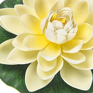 Sunm Boutique Artificial Floating Foam Lotus Flowers, Artificial Water Lily Pads, Lotus Lilies Pad Ornaments for Patio Koi Pond Pool Aquarium Home Garden Wedding Party Garden Decor, 6Pcs, Ivory