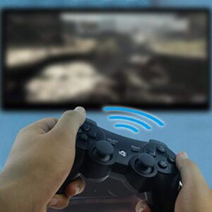 Diswoe Controller for PS-3, Wireless Bluetooth Controller Gamepad Joystick, Double Vibrating Controller for Play_station 3 with Charger Cable Cord Thump Grips