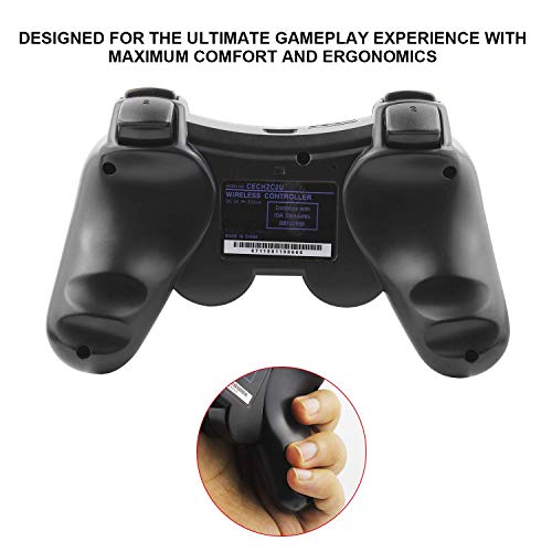 Diswoe Controller for PS-3, Wireless Bluetooth Controller Gamepad Joystick, Double Vibrating Controller for Play_station 3 with Charger Cable Cord Thump Grips