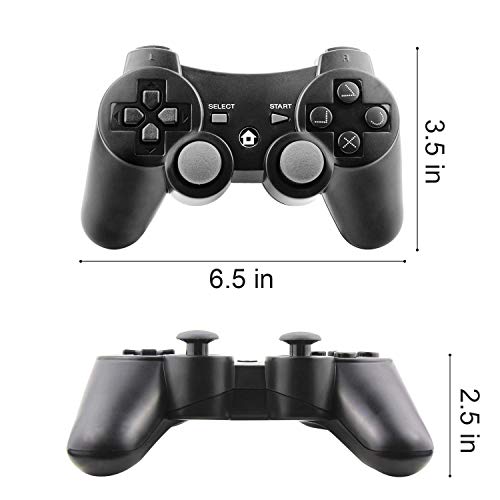 Diswoe Controller for PS-3, Wireless Bluetooth Controller Gamepad Joystick, Double Vibrating Controller for Play_station 3 with Charger Cable Cord Thump Grips