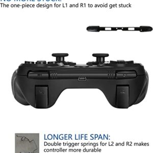 Diswoe Controller for PS-3, Wireless Bluetooth Controller Gamepad Joystick, Double Vibrating Controller for Play_station 3 with Charger Cable Cord Thump Grips