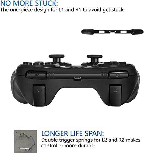 Diswoe Controller for PS-3, Wireless Bluetooth Controller Gamepad Joystick, Double Vibrating Controller for Play_station 3 with Charger Cable Cord Thump Grips