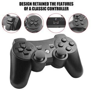 Diswoe Controller for PS-3, Wireless Bluetooth Controller Gamepad Joystick, Double Vibrating Controller for Play_station 3 with Charger Cable Cord Thump Grips